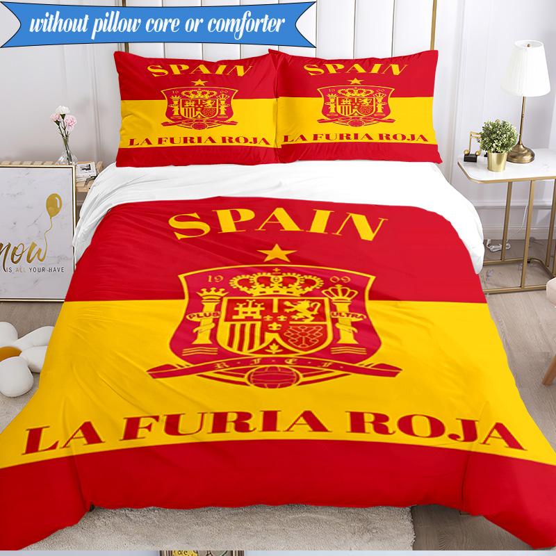 Spain National Football Team 3pcs Bedding,Including 1pc Duvet Cover And 2pcs Pillowcases Perfect for Christmas,Ideal for Bedroom, Dormitory