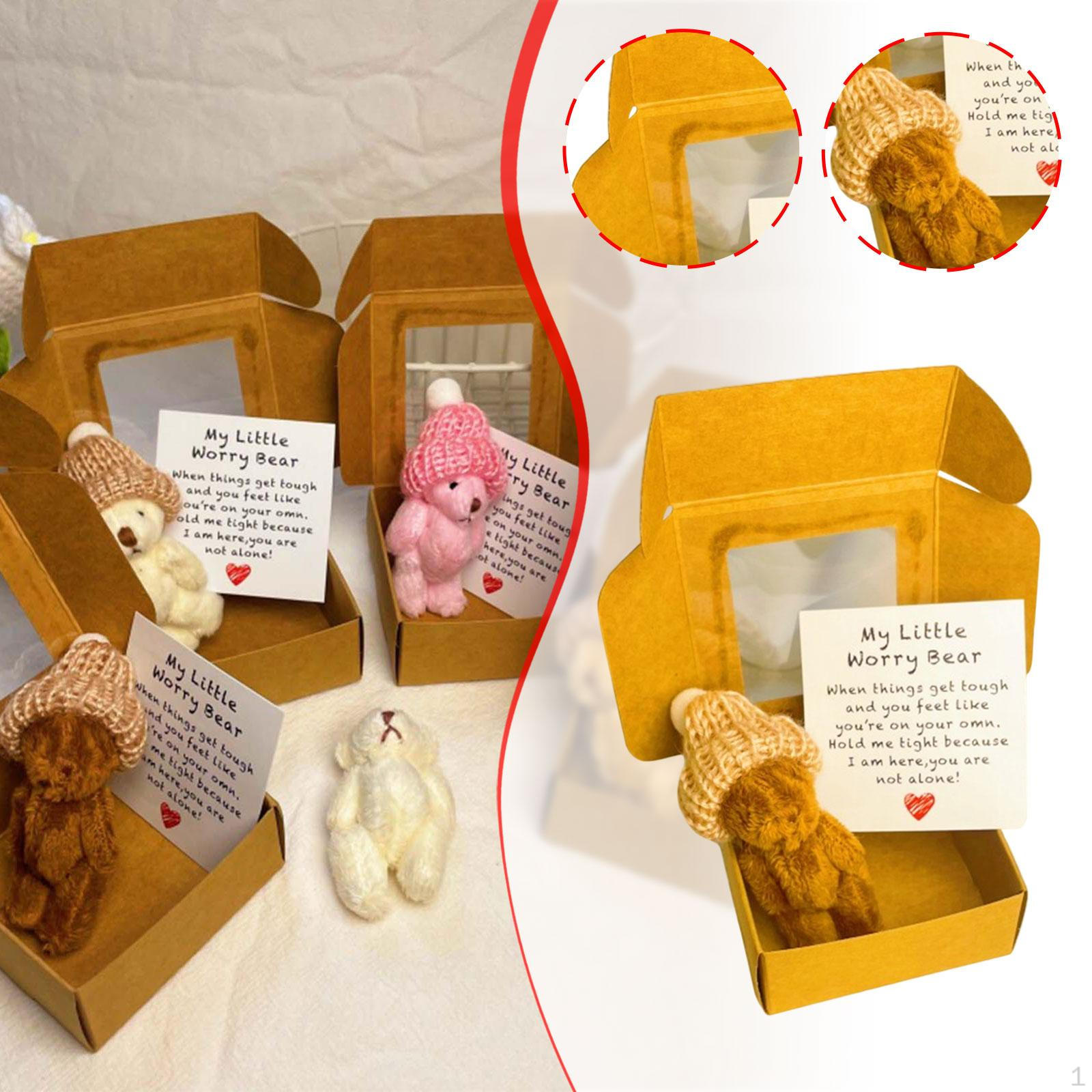 

Маленький мишка с вдохновляющей открыткой, мини-игрушка для подарка кофейный