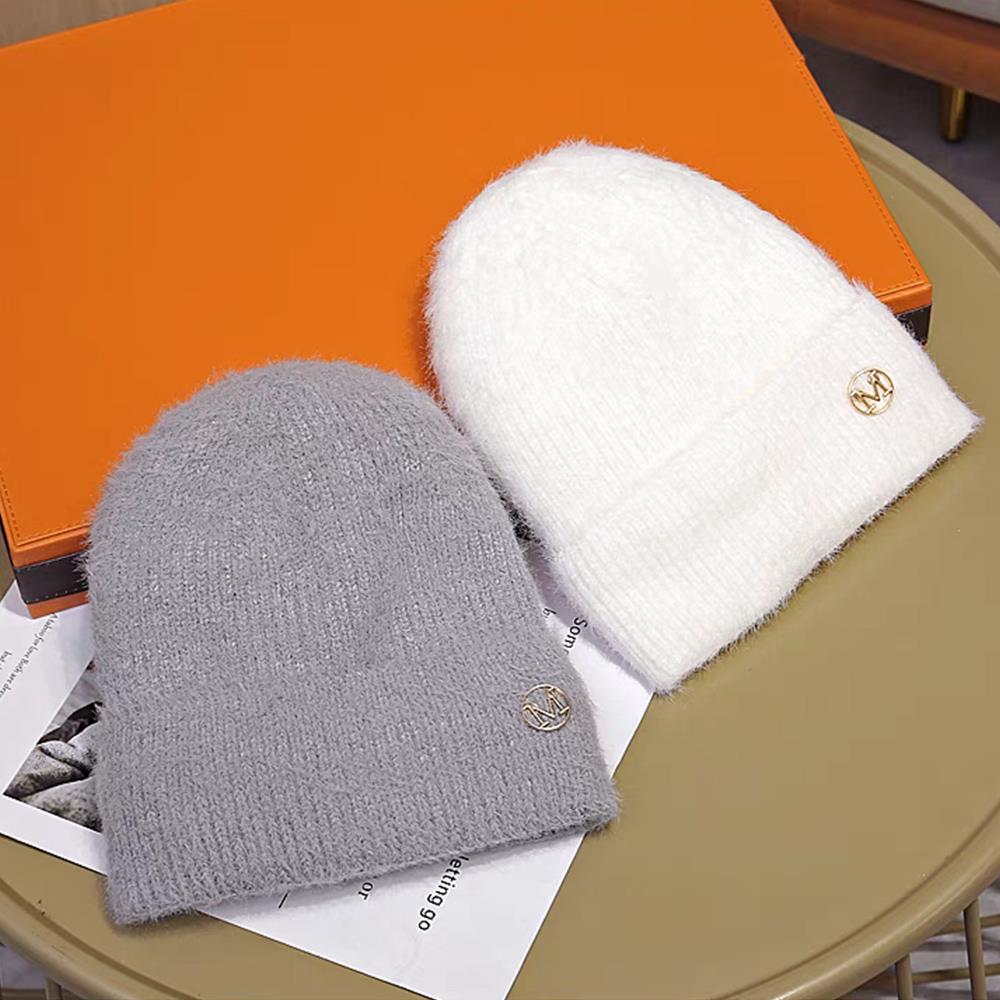 Fluffy Ear Protection Hat Thick Knitted Hats Beanies Pullover Hats Versatile Cute Soft Fashionable Warm Autumn Winter Cap