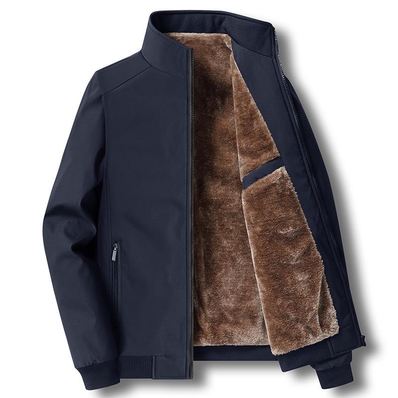 "Men's Lamb Fleece Jacket: Cozy, Thickened Coat for Middle-aged to Elderly - Plus Size Available"