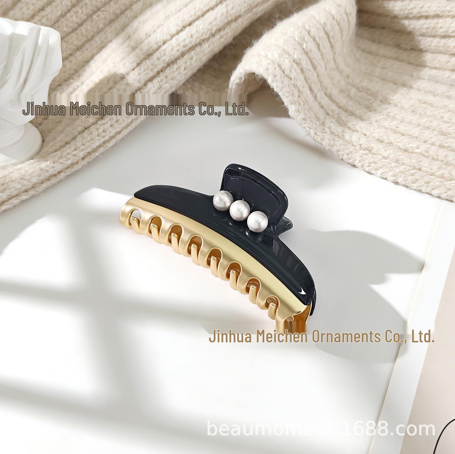 Alexander s Vendôme Pearl Extra Large Acetate Claw Clip in Macaron Color   Light Luxury Style чёрный