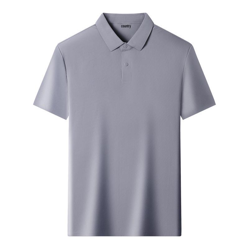Men's High-End Ice Silk Short Sleeve Polo Shirt - Seamless Chinlon Spandex Turn-Down Collar Summer Top