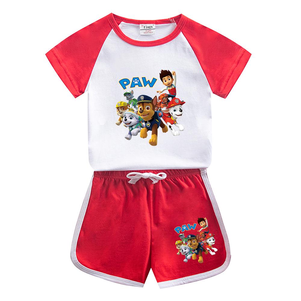 Paw Patrol Summer 2022 Kids' Two-Piece Set: Trendy Short Sleeve T-shirt & Shorts for Boys and Girls