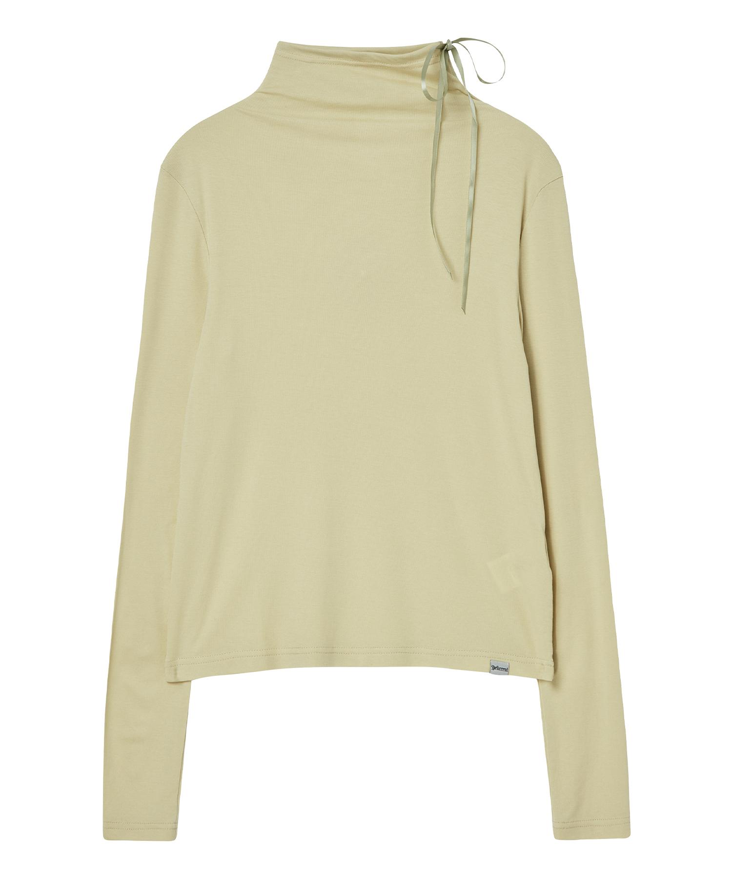 Deliscent Tencel Ribbon Neck Turtleneck [Lime] Lime/Free