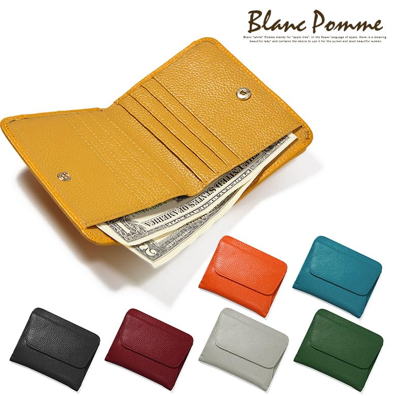 Blanc Pomme Damen-Bifold-Ledergeldbörse mit boxförmigem Münzfach, Grün, bp-1046