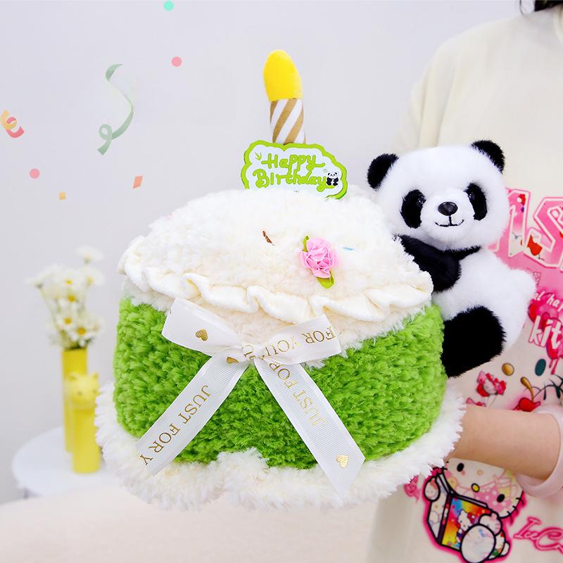 Niedliche Plüsch Geburtstagstorte Puppe Panda Geschenk für Mädchen und Kinder Puppe Kissen
