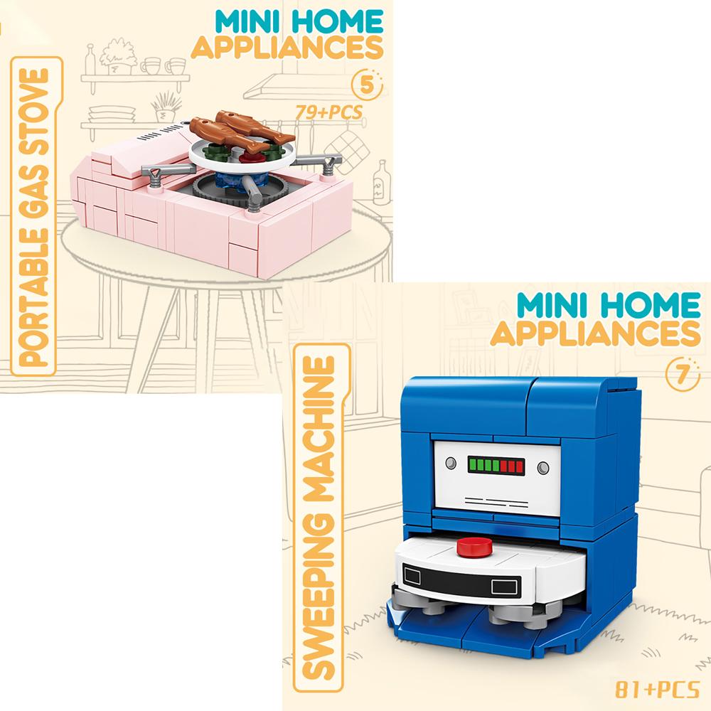 Pretend Play Home Appliance Building Blocks Kids Toys Birthday and Holiday Gift Mini Appliances Set Including Fan Computer Stove