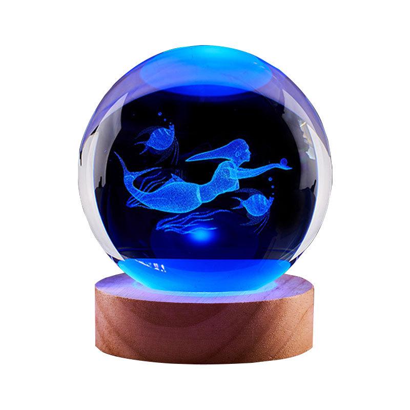 Mermaid Crystal Ball Music Box Night Light - Unique Gift for Birthdays & Holidays