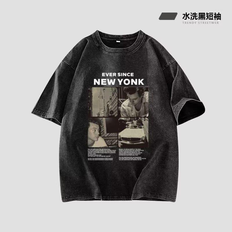 Men's printed short-sleeved t-shirt men's tide summer loose five-minute sleeve trend ins simple printed half-sleeved tops