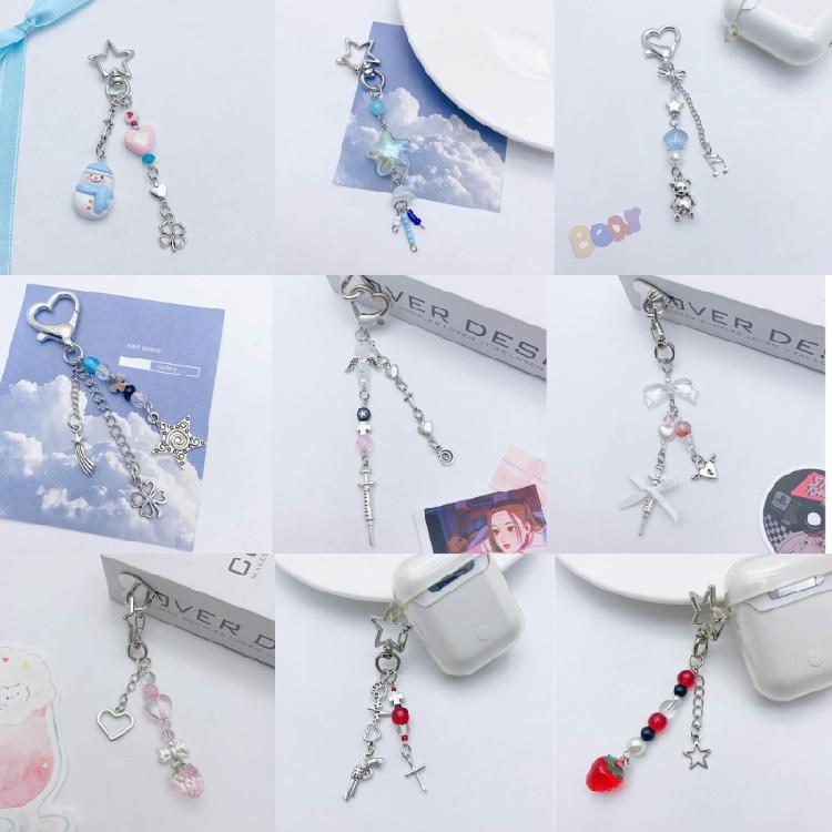 Sweet Star Heart Bead Charm Pendant Chain Phone Straps Pocket Keychain Strap