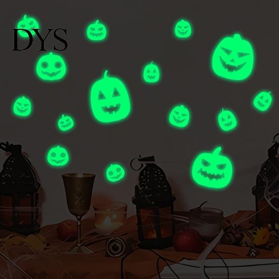 Removable Pumpkin Stickers for Glass Halloween Glow in The Dark Wall Decals, Spooky Luminous Theme Room Decor Stickers, Self-Adhesive DIY Mural