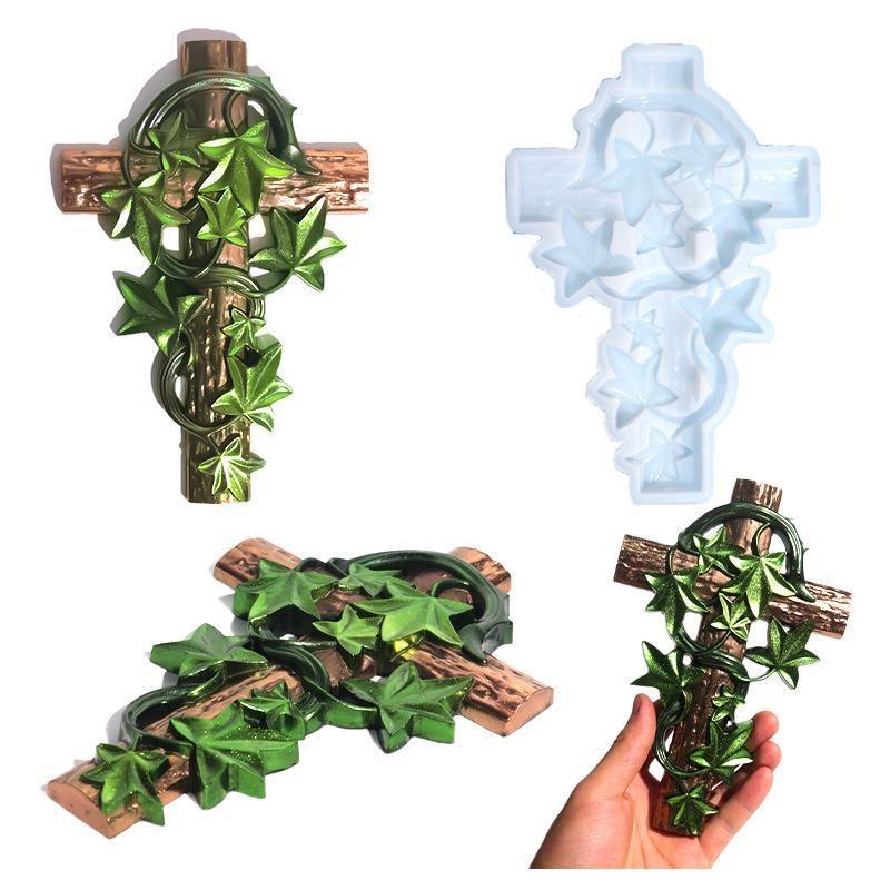 Форма для креста в виде лозы на Хэллоуин, декоративная настенная декоративная форма для дома, зеленая ротанговая форма для креста в виде лозы, силиконовые формы для самостоятельной работы