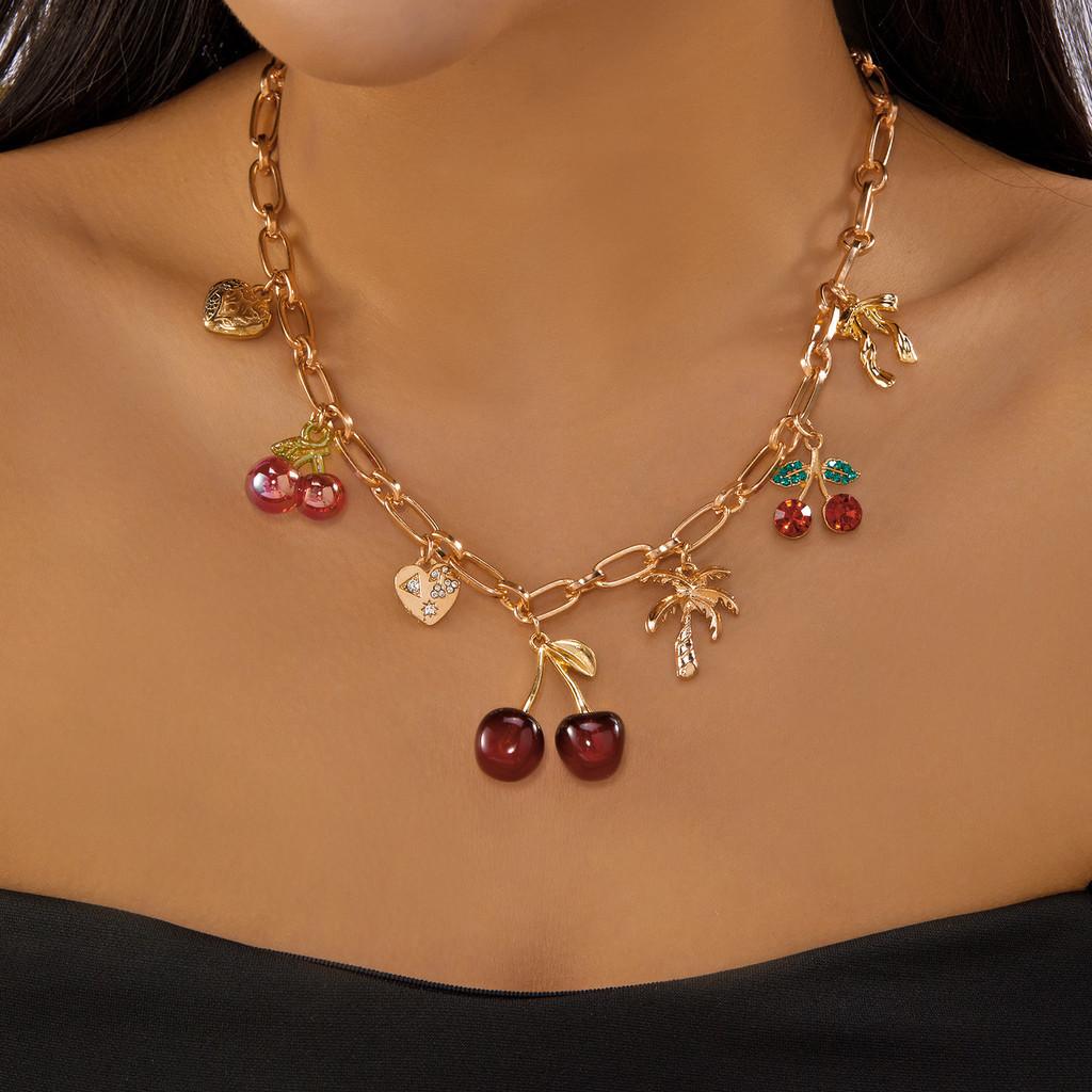 Strawberry Charm Alloy Hand Chain With Butterfly Bow For Girls Summer Fashion