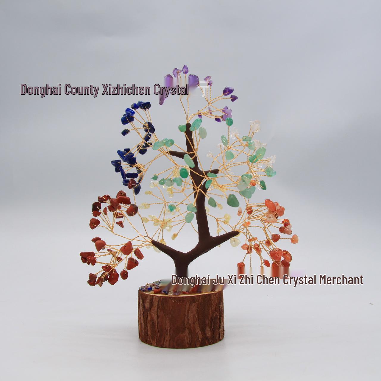 

Seven-Color Crystal Tree of Life on Log Base - Home & Office Decor