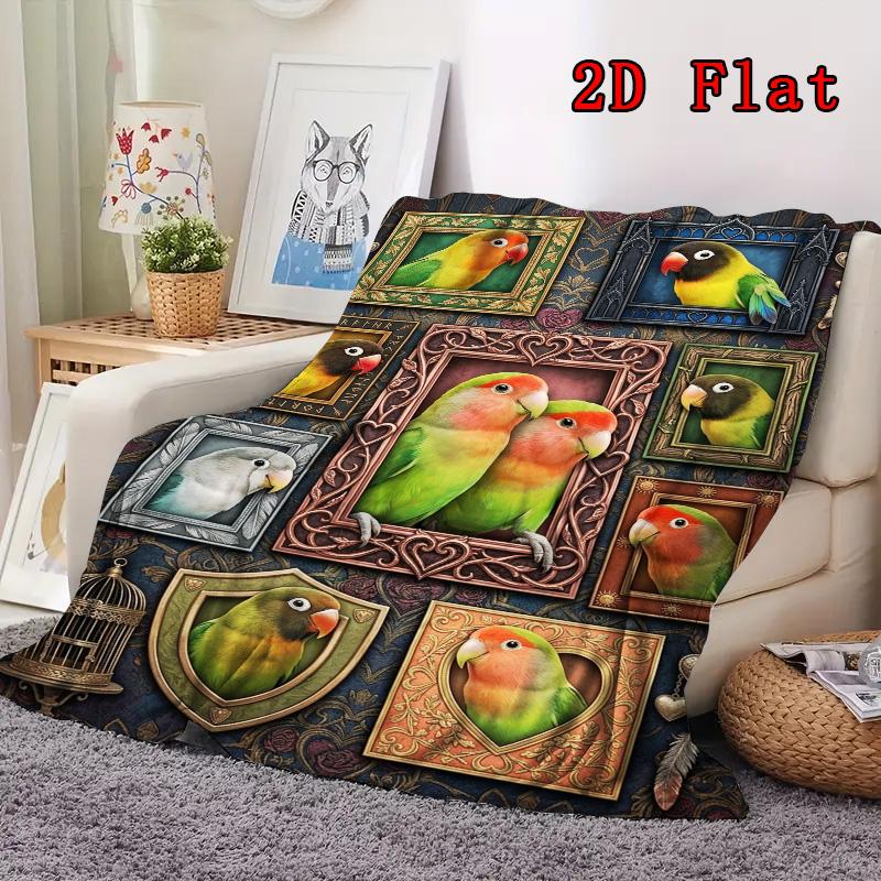 Parrot Portrait Gallery 2D Flat Pattern Flannel Blanket, High Quality All Seasons, Home Decor, Warmth and Comfort, Perfect for Christmas Gifts.