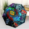 Geometry Dash Print Automatisk Åben Lukke Paraply, Bærbar Foldbar Paraply, til Udendørs Pendling Campingtur, Ideel Fødselsdagsgave
