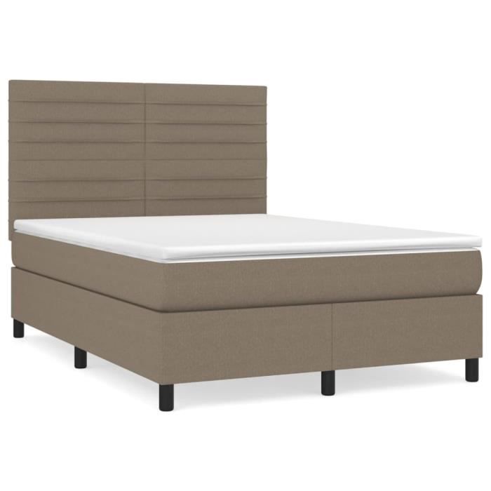 3141861 vidaXL Bed Base with Mattress Taupe 140x200 Cm Fabric