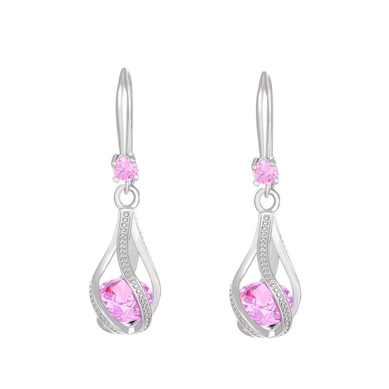 Womens Zircon Crystal Jewelry Set Vintage Rotating Teardrop Necklace Earrings Boho Chic Accessory