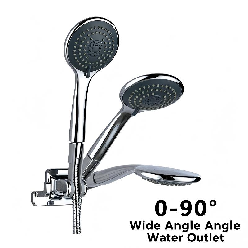 Shower Head Holder 90° Rotatable Adhesive No Drill Wall Mount Removable Bracket for Bathroom Shower Accessory