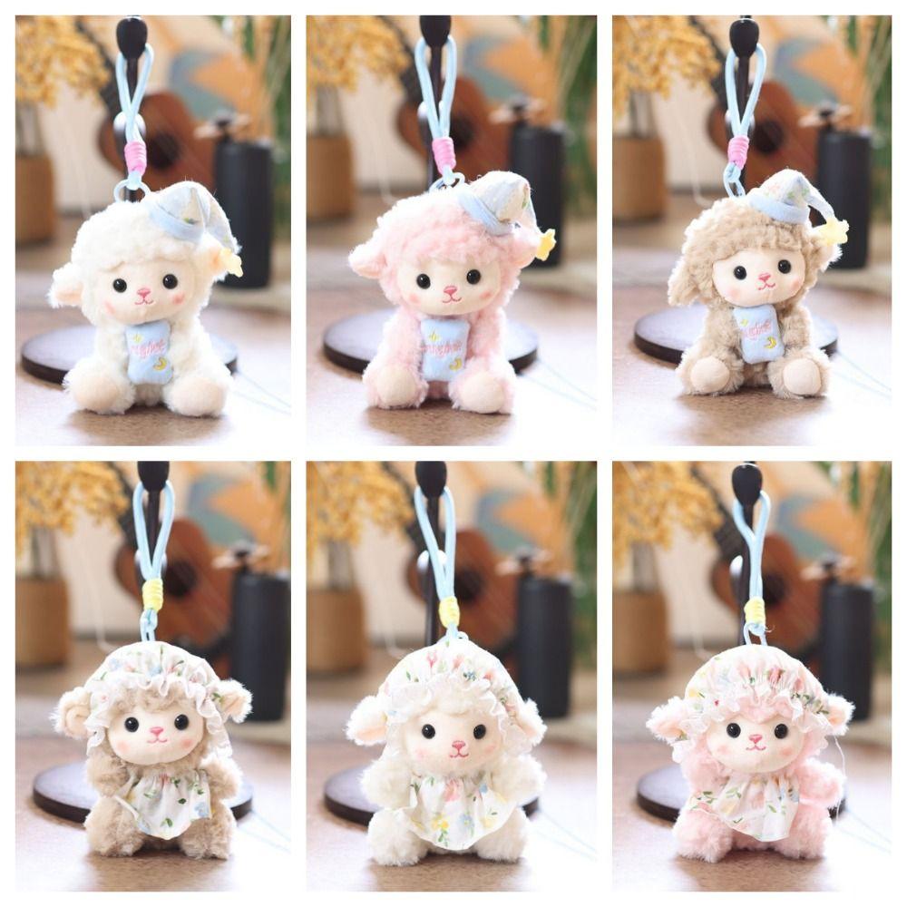 Cartoon Sheep Plush Keychain Soft Lamb Bag Charm Cartoon Animal Stuffed Doll Holiday Gift