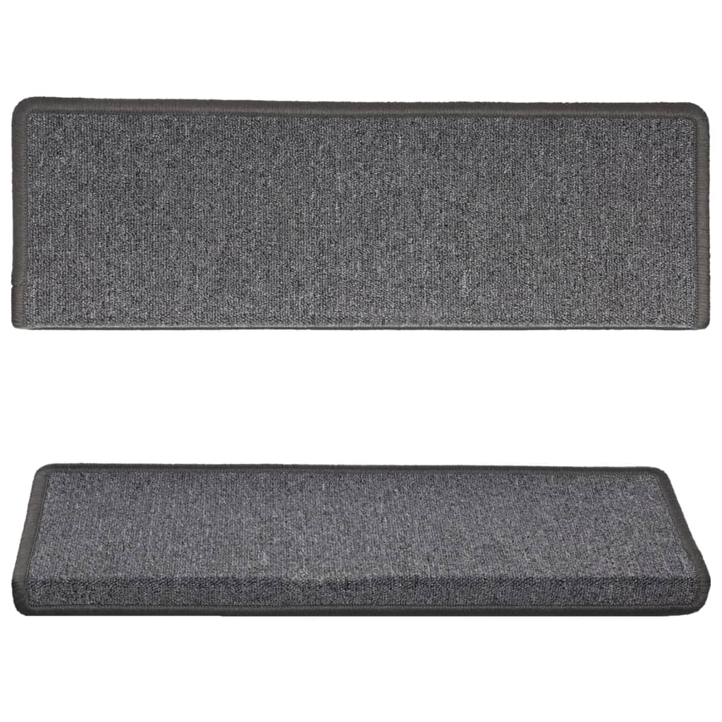 Vidaxl Maty Na Schody 15 Szt. 65X21X4 Cm Ciemnoszary Prostokątny Brzeg