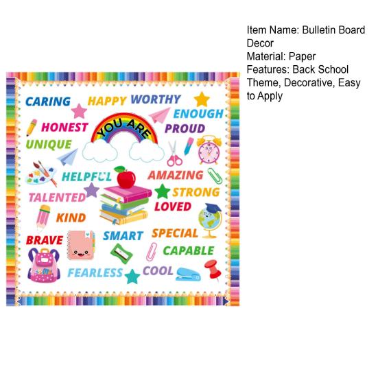 88Pcs/Set Back To School Bulletin Board Decoration Rainbow Book Pencil Notebook Letter Wall Sticker Welcome Party Blackboard Background Decor