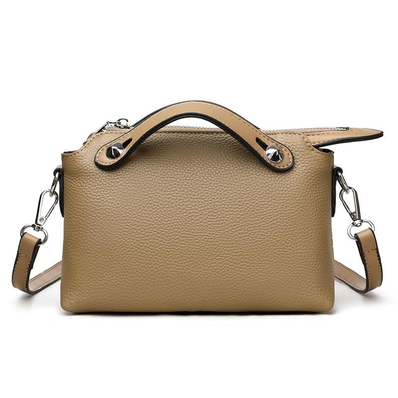 Genuine Leather Handbag, Women's Light Luxury Boston Bag, Shoulder Bag, Elegant Tote Bag, Crossbody Bag