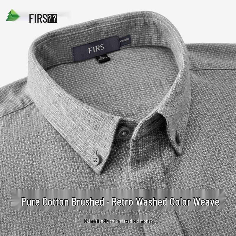 

Мужская рубашка FIRS с длинным рукавом, 100% хлопок, начесанная L