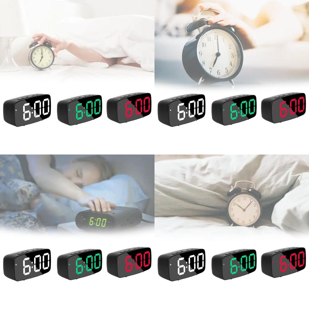 Design Led Electronic Clock With 24 Hour Display And Mirror Surface For Desk Decor