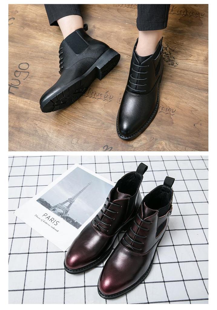 Men's Korean Style Pointed Toe Chelsea Boots - Formal & Casual Large Size Leather Shoes