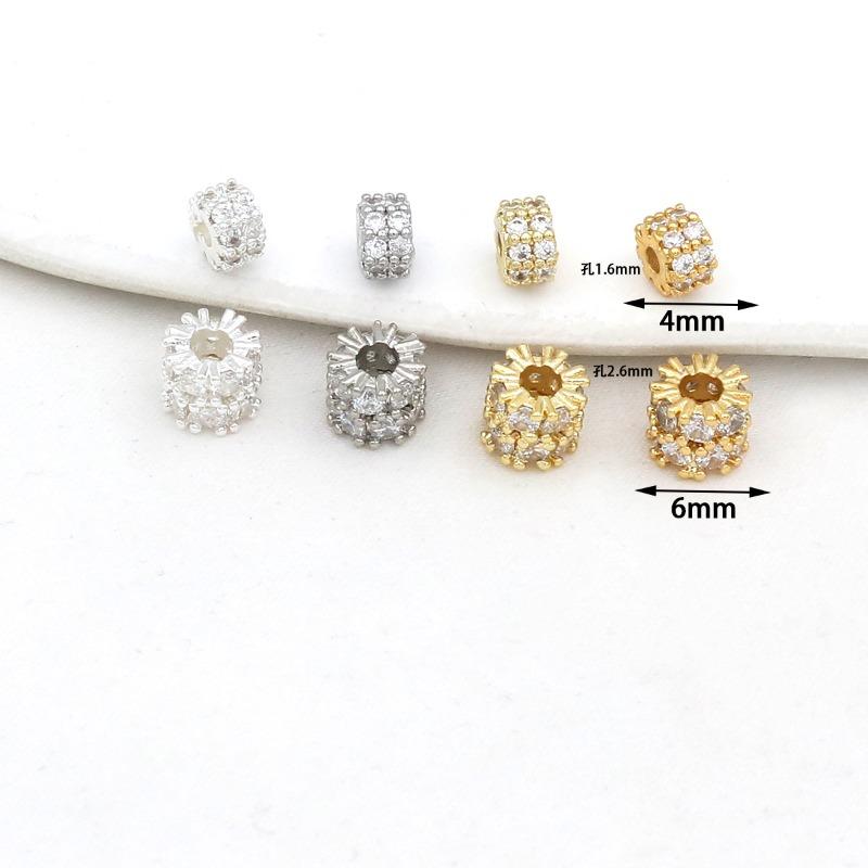 Farbechtheit k Echtgold mikro-eingefasster Zirkon Fassperlen Straße durchbohrt kleine Taille Kristallarmband DIY Perlenabstandshalter mit Perlen C