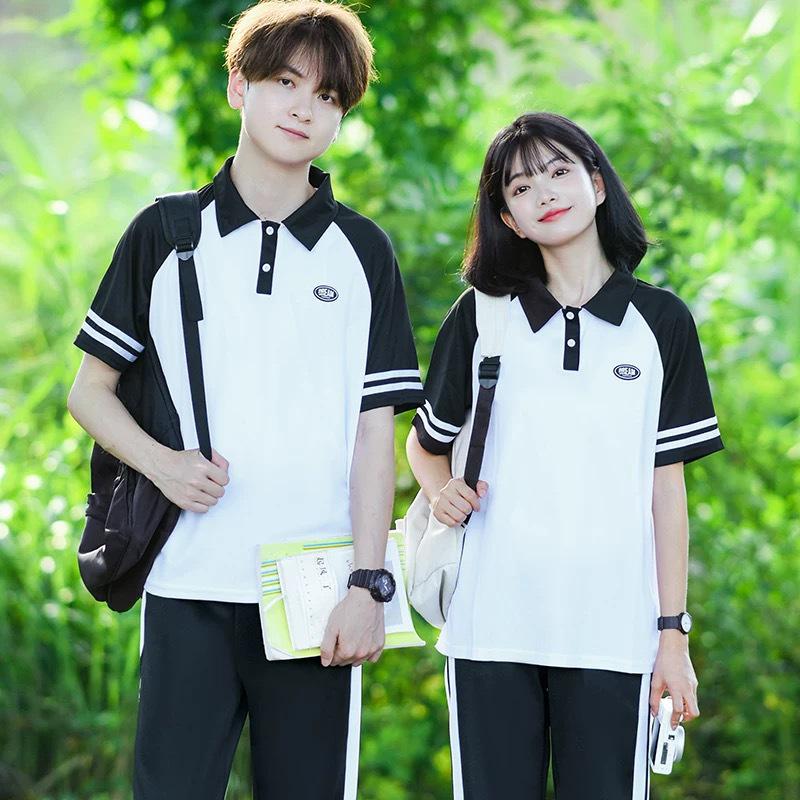 College Style Black Baseball Jacket Set for Students – 3-Piece Autumn Sports School Uniform