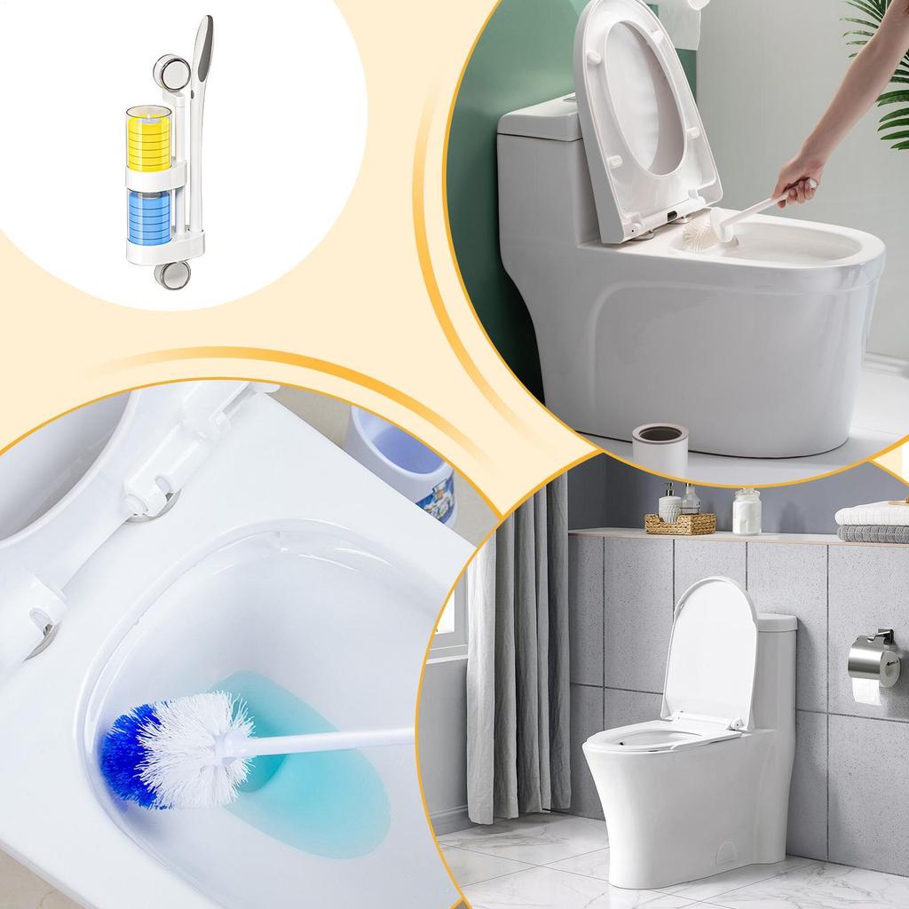 Toilet Bowl Cleaner Wand Kit Deep Cleaning Scrubbing Bathroom Maintenance System Toilet Bowl Brush With Wand Refills For Sink