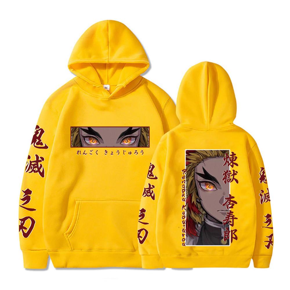 Horké Anime Demon Slayer Mikina s kapucí Rengoku Kyoujurou Oči Grafický potisk Podzim Zima Pánská Dámská Mikina s kapucí