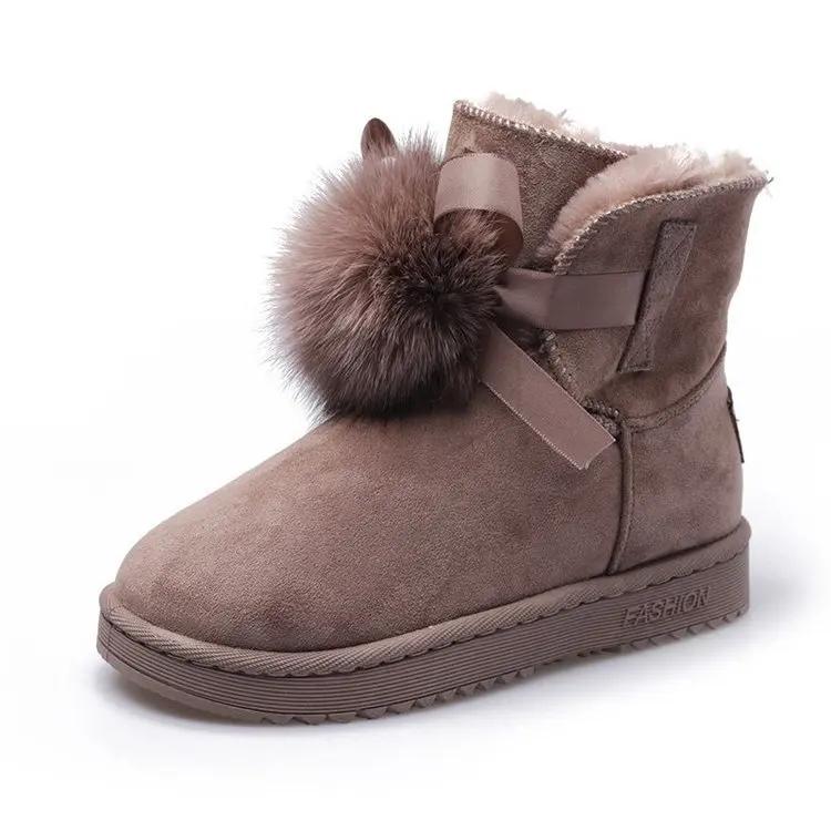 High Quality Women Natural Real Fox Fur Snow Boots Genuine Leather Fashion Women Boots Warm Female Winter Shoes
