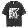 Men Streetwear Hip Hop Oversized T Shirt Dragon Ball Anime Graphic Washed Black T Shirt Loose Tshirt Cotton Harajuku Tops Tees