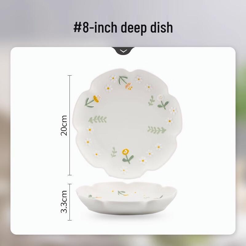 Yoshida Craftsman Embossed Daisy Ceramic Dinner Plate