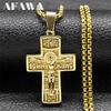 Jesus Christ Crucifix Cross Necklace for Women/Men Gold Color Stainless Steel Prayer Chain Jewelry Corrente Masculina NZZ468S02