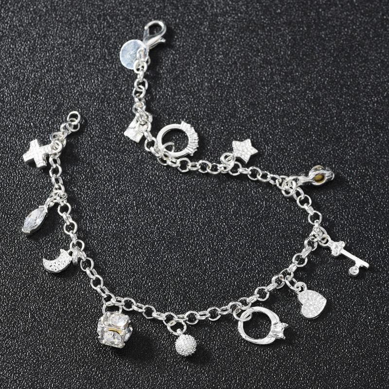 Hot-selling Silver Fashion Thirteen Pendant Bracelet Women's Multi-element Jewelry