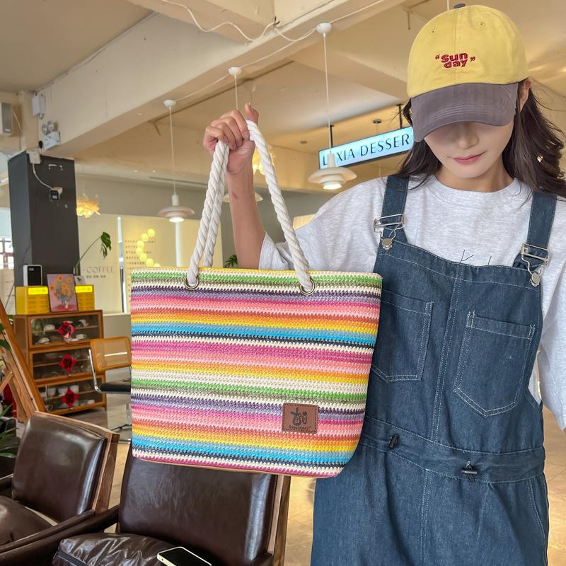 Fashionable Single-shoulder Bag Hand-held Tote Women's Bag Laid-back Style Beach Backpack