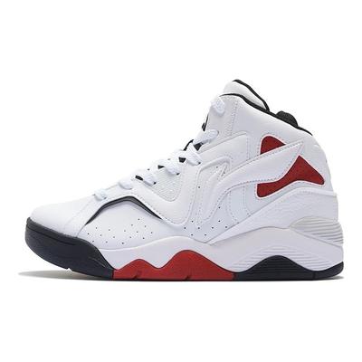 Li Ning Pelle Basket Cultura Resistente all'Usura Traspirante High-Top Retrò Scarpe da Basket Sneakers Donna Bianco Rosso ABCS066-3