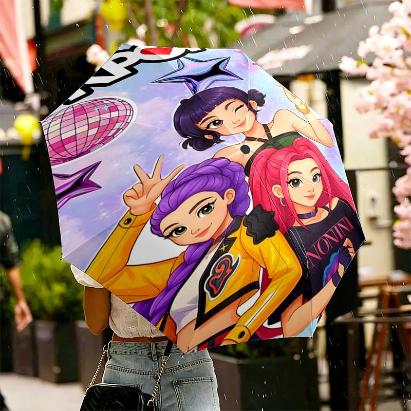 KPop Demon Hunters Print Umbrella Automatic Opening/ Closing - Portable Foldable Design - Daily Use for Travel/Outdoor - Gift for Birthday