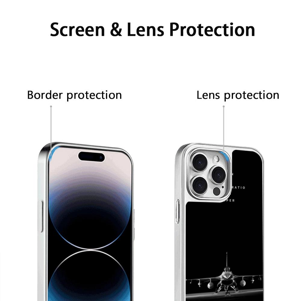 Plane design fly cool poster Phone Case for iPhone 16 15 14 13 12 11 Pro Max Sheepskin Silver-edged protective case