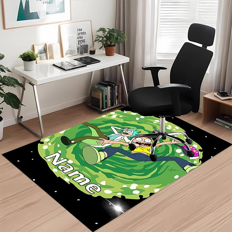 Custom Name Rick and Morty Printed Carpet, for Office Chair Living Room Bedroom Kitchen Room Decor Gifts.