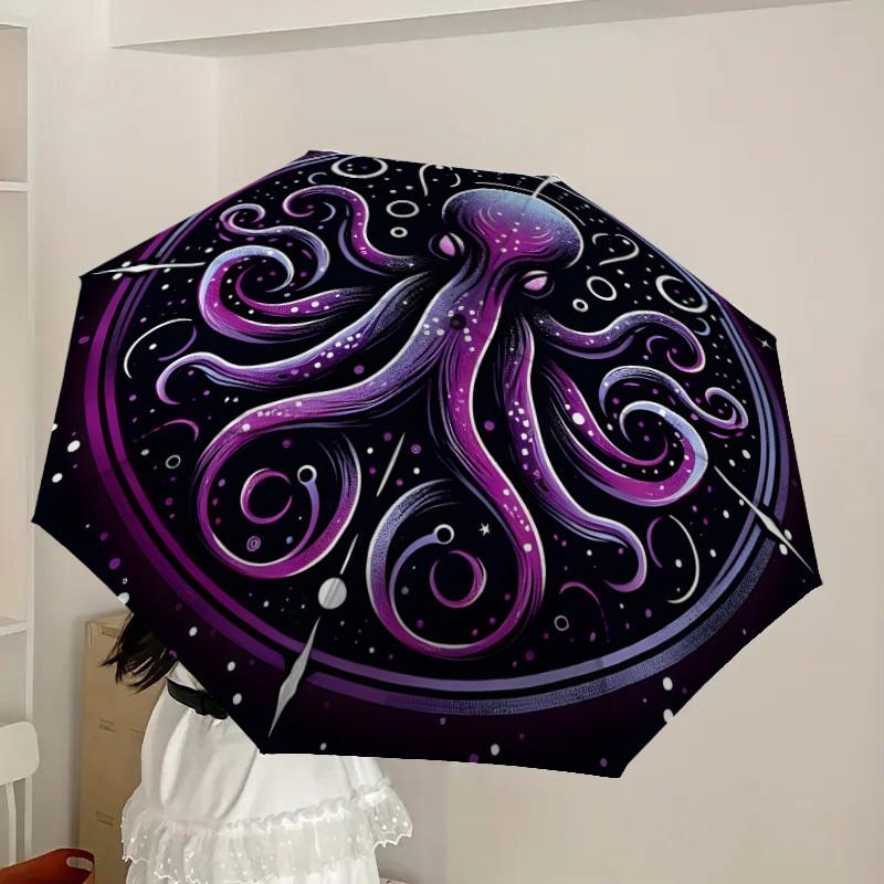 1pc Cosmic Octopus Mandala Umbrella with Plastic Handle,Suitable for All Seasons Home Travel Outdoor UmbrellaDD1208