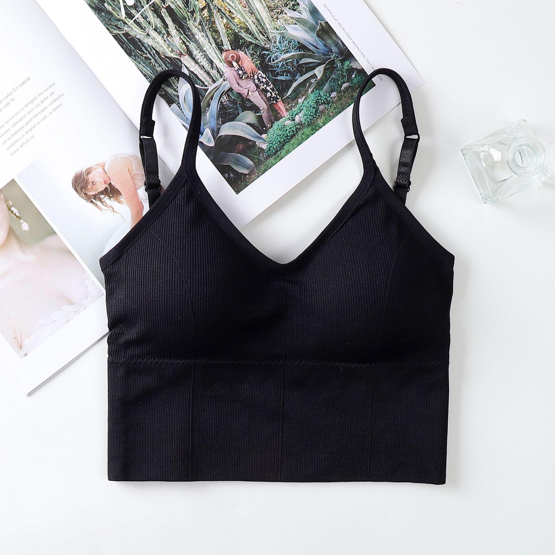 

Елегантний жіночий бюстгальтер у стилі знаменитостей з великим U: Сексуальна спинка, спортивний жилет для йоги One Size (80-130 lbs) чорний