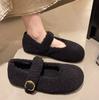 Fashion Fashion Round Toe Ballet Flats Boots for Woman Keep Warm Plush Loafers Ladies Brand Design Fluffy Mary Jane Shoes Botas Mujer