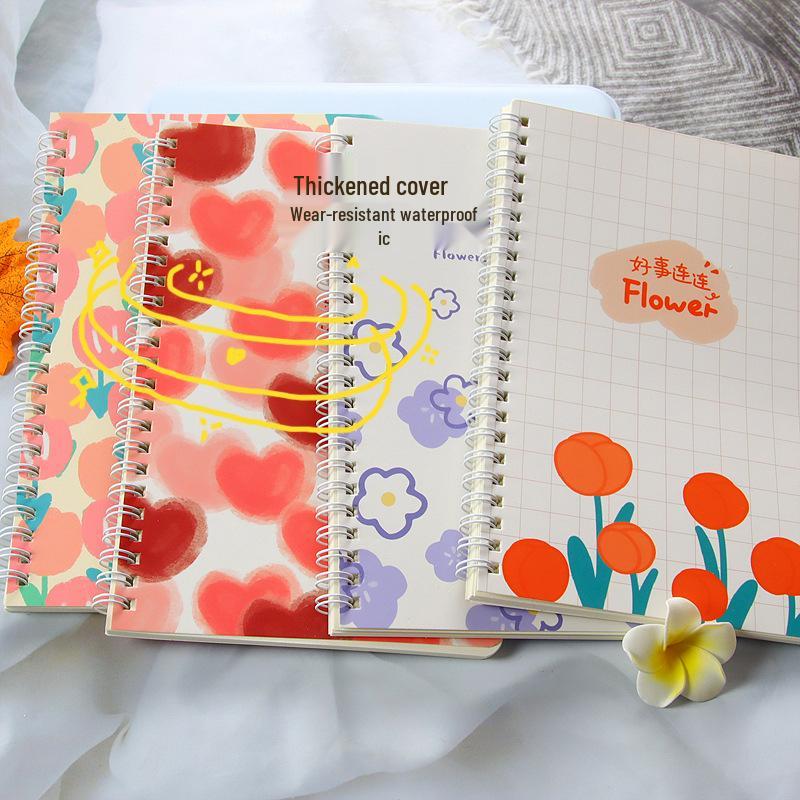 A5 Floral Spiral Notebook: Girlish Heart Study Stationery, Loose-Leaf Student Journal