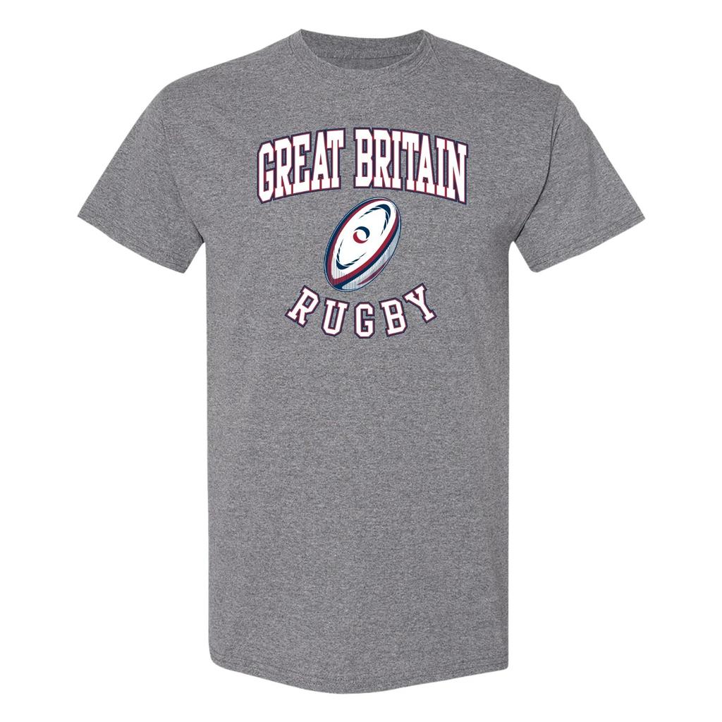 Great Britain Rugby Ball T-Shirt - Graphite Heather