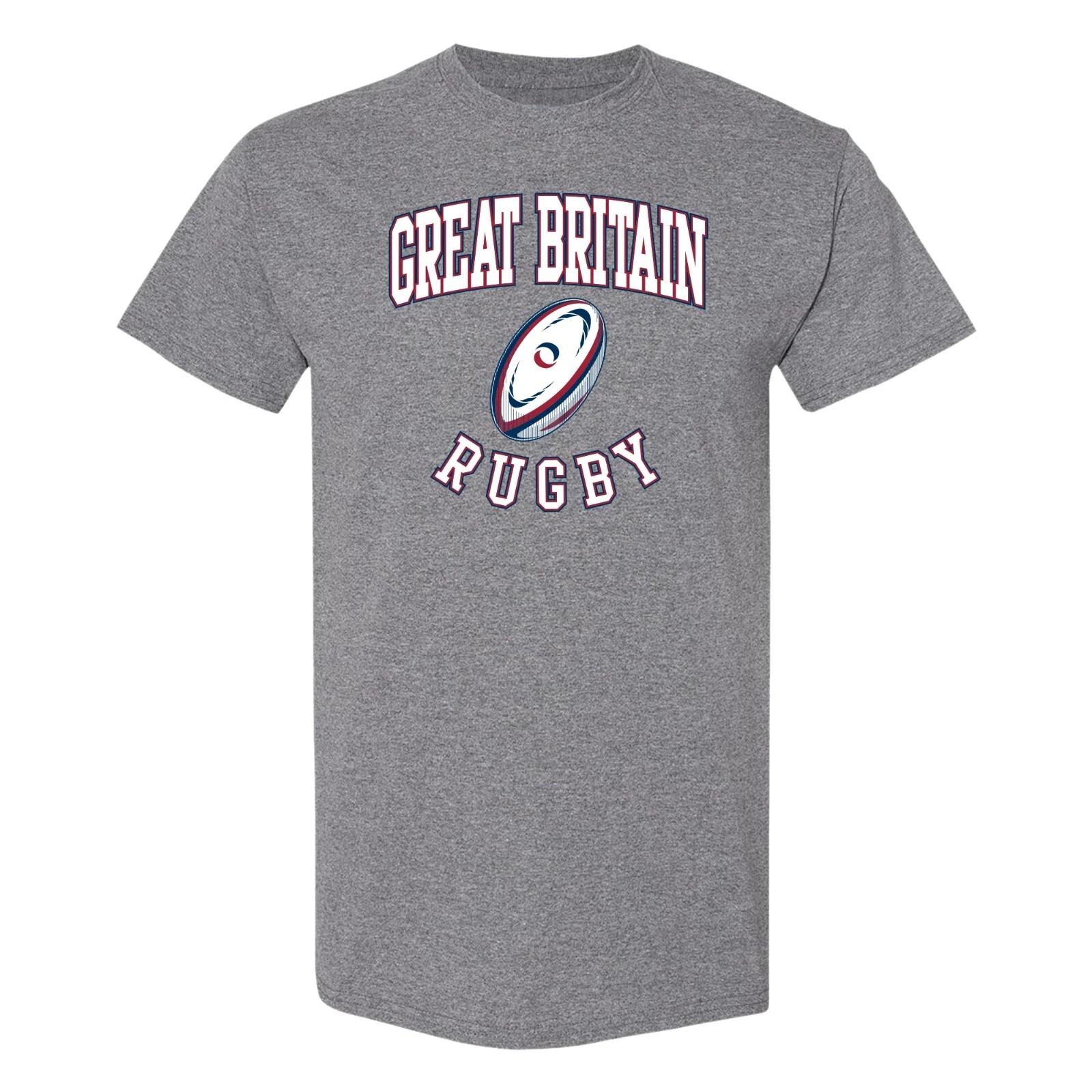 Great Britain Rugby Ball T-Shirt - Graphite Heather 3XL
